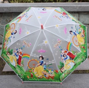 Automatic Snow-White Printing Transparent Clear Child Umbrella