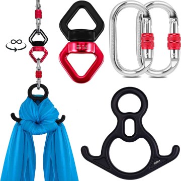 BODI Aerial Silks Hardware Set - Certified Rescue Figure 8 Descender, Swivel, and Carabiners