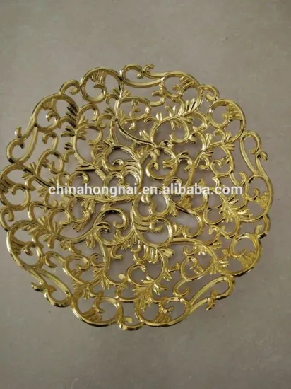 Gold and silver color hollow-out fruit tray,platic plate with silver/gold color