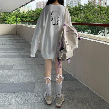 Pullover alla moda harajuku stampato con orso bambola