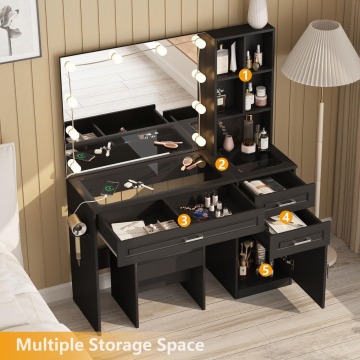 Nordic Simple LED Light Modern Dresser with Optional Storage and Mirror