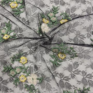 Elegant Multicolor Sequins Embroidery Fabric