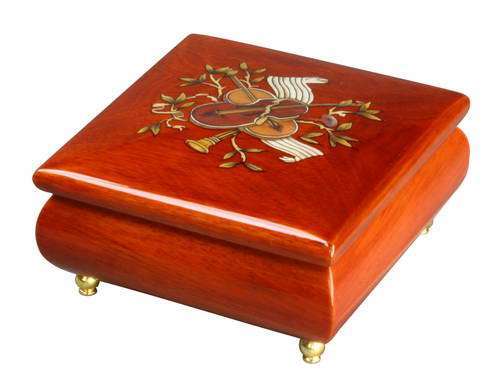 Inlaid Pattern Style Musical Wooden Jewellery Box