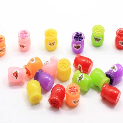 Simulation Mini Fruit Jam Cup Shaped 3D Resin Cabochon For Handmade Craft Decoration Desk Ornaments Charms