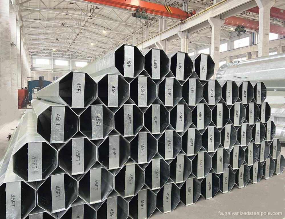 قطب توزیع فولاد 45ft استاندارد NEA