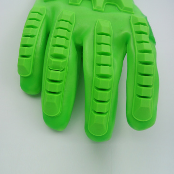 Guanti verniciati in PVC verde fluorescente con TPR