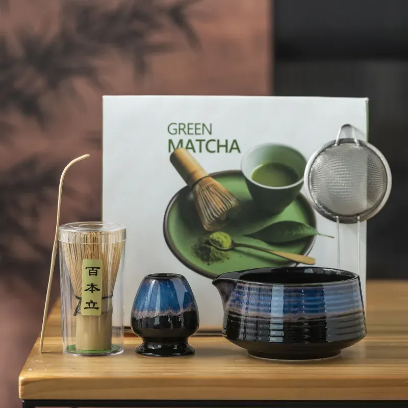 Custom Logo Ceramic Matcha Tea Set with Gift Box