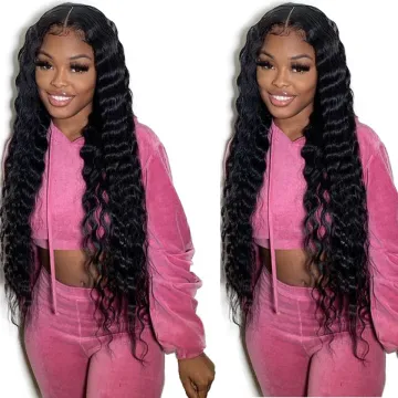 Deep Wave Transparent Ful Lace Wig Pre-Plucked Bleached Knots Human Hair Wigs For Women Brazillian Deep Wave Curly Wig Vendor