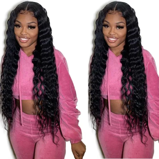 Deep Wave Transparent Ful Lace Wig Pre-Plucked Bleached Knots Human Hair Wigs For Women Brazillian Deep Wave Curly Wig Vendor