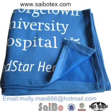 Custom logo imprint poly cotton sweatshirt blanket