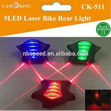 Bicycle tail light with 5led laser light