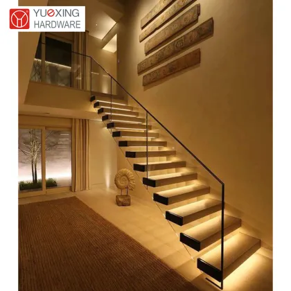 Modern Design Glass Floating Staircase with Free Floating Stairs and Glass Railing
