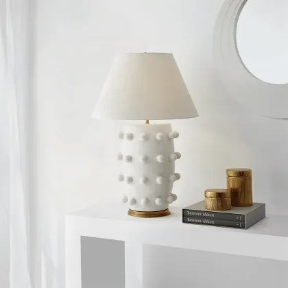 Modern Visual Comfort Linden Table Lamp: Decorative Spherical Silhouettes for Living Room and Bedroom