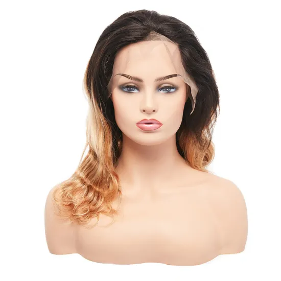 Virgin Remy Pre Plucked Pineapple Wave Natural Mixed Ombre Color Dark Honey Brown Lace Front Wigs