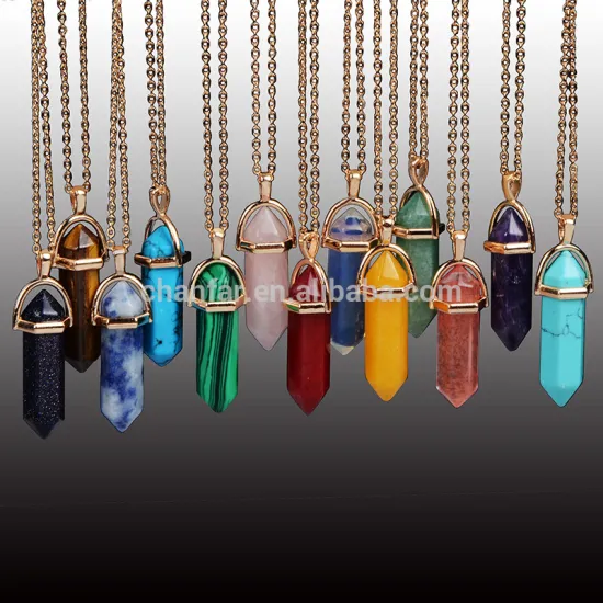 New arrival bullet shape natural stone quarz pendant necklace with Amethyst turquoise necklace for women