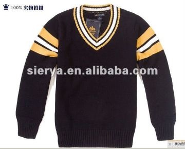 v neck children's thick cotton school uniform pullover sweater