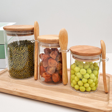 Bamboo Spice Jars with Lid and Spoon