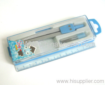 Zinc Alloy Drawing Compasses 1 Compasses 1 Pencil Lead 1 Ruler Transparent Plastic Case 