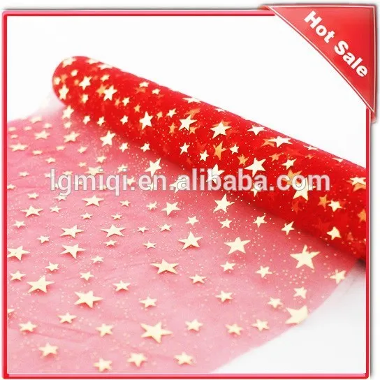 Wholesale High Quality100% Polyester Christmas Organza decorative Fabric