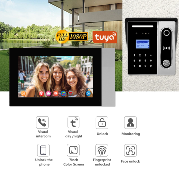 4-Wire Villa Video Intercom System: HD 7 Inch Wired Intercom Video Door Phone and Entry Station Kit