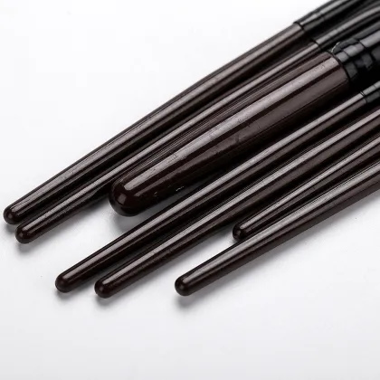 Brown pu bag with 7 makeup brushes