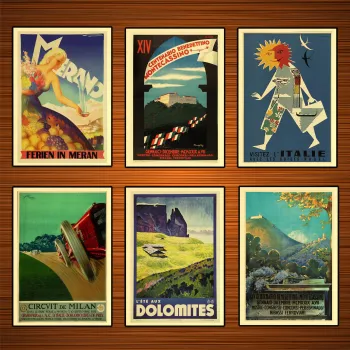 Italy Tourism Travel Posters L'ete aux Dolomites Classic Wall Stickers Canvas Painting Vintage Poster Home Bar Decor Gift