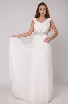 2015 Beading Chiffon Long Prom Dresses Floor-length Evening Dresses A-line Prom Gowns