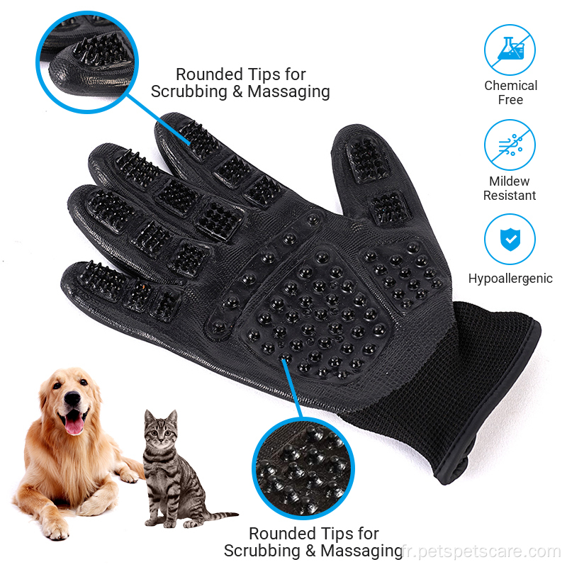 Gants de toilettage et de bain pour animaux de compagnie Gants de massage doux