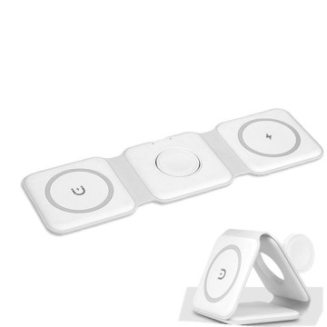 Three-in-One Magnetic Wireless Charger - Expansive Compatibility for Phone, Headset, and Watch