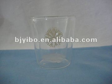 Transparent double layer glass cup