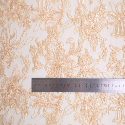Wedding Dress Fabric Flower Cord Embroidery Fabric