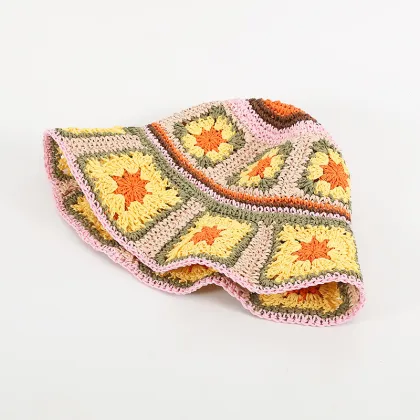 Sunscreen Crochet Paper Straw Hat for Outdoor Summer Use