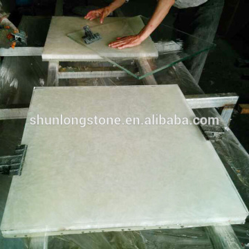 White beige Onyx backed with glass tile,onyx laminated tile