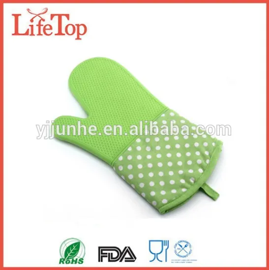 Slip-resistant Cotton Liner Silicone Kitchen Gloves Oven Mitts