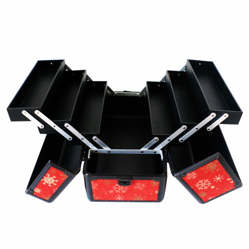 Portable Beauty Box Makeup Case Travel Cosmetic Bag with layer Tray inside