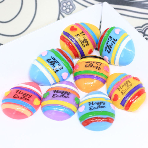 Colorful 100pcs/bag Easter Egg Shaped Resin Cabochon For Handmade Craftwork Beads Decor Slime Holiday Ornaments