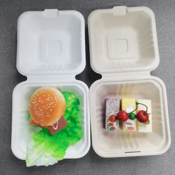 6inch Sugarcane Bagasse Clamshell Hamburger Food Containers