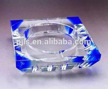 blue crystal ashtray, crystal cigar ashtray, crystal cigarette ashtray