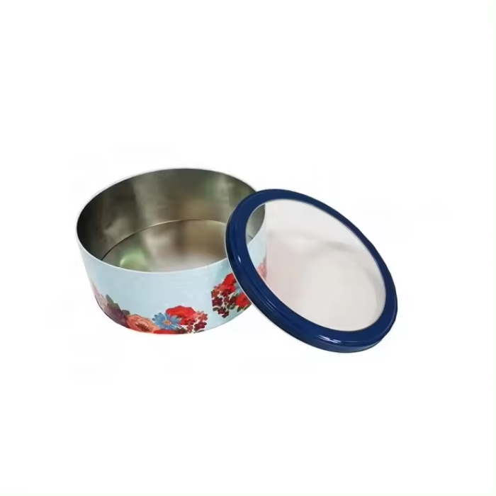 DADI Round Biscuit Tin Box with Transparent Window