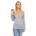 Womens Sexy Shoulder Long Sleeve Top