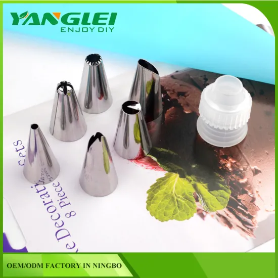 8Pcs/Set 6 Stainless Steel Cake Decorating Mouth Baking Tools DIY Pastry Gadgets