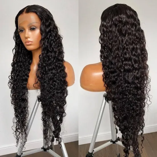 Cheap Wholesale Water Wave Lace Closure Human Hair Wigs For Black Women 12a Brazilian Virgin Hair Transparent Lace Front Wigs