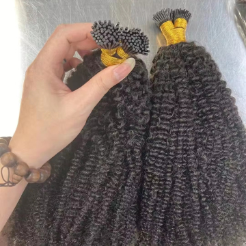 Ποιότητα σαλόνι kinky curly itip ανθρώπινα επεκτάσεις μαλλιών για μαύρες γυναίκες