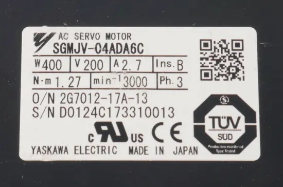 SGMJV-04ADA6C Yaskawa three phase 400w power servo motor