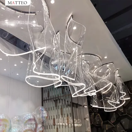 Handmade Acrylic Wave Sculpture Skirt Design Chandelier