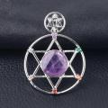 Natural Crystal Hexagonal Star Energy Stone Pendant for women Men