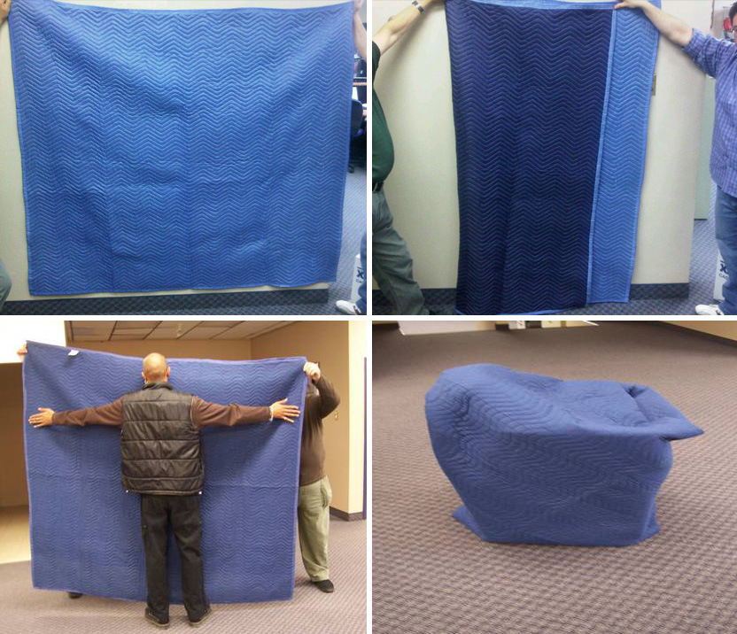 Евтини 72 х 80 инча Pro движещи се одеяла, пакет от 12, синьо/черно