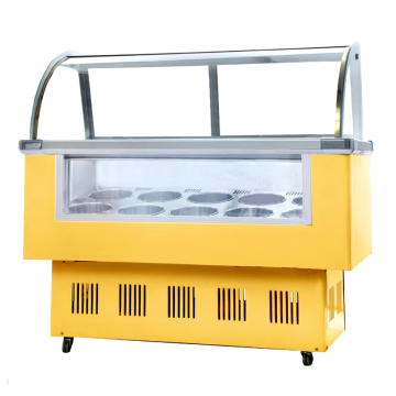 Transparent Glass Ice Cream Display Case for Multi-Flavors
