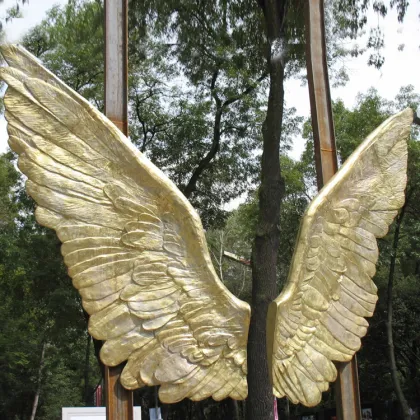 cheap and fine bronze angel wings sculpture