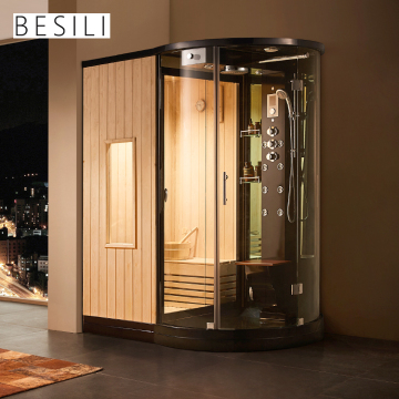 Luxury Modern 2-Person Indoor Wooden Sauna and Steam Room
